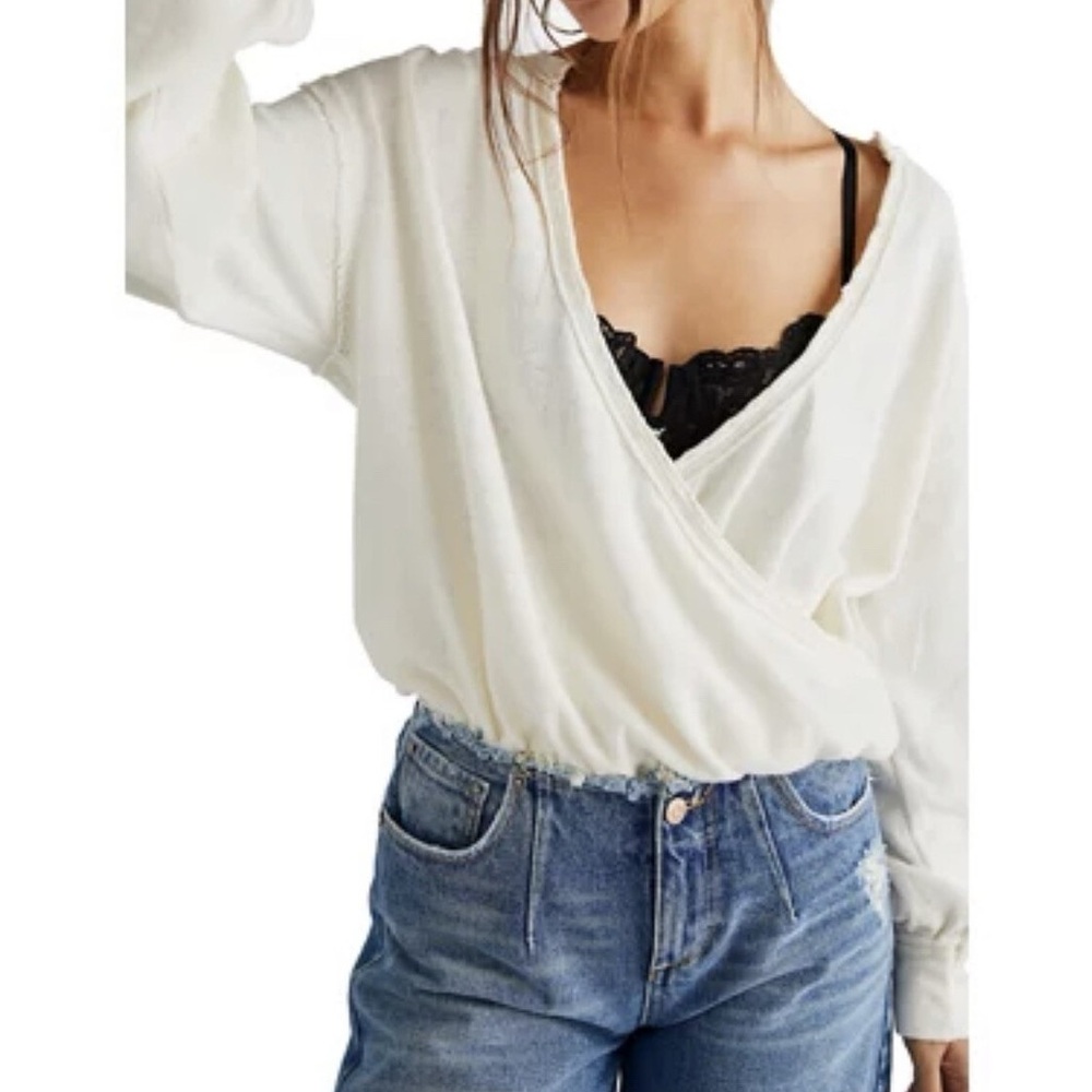 Free people Cream Wrap Top